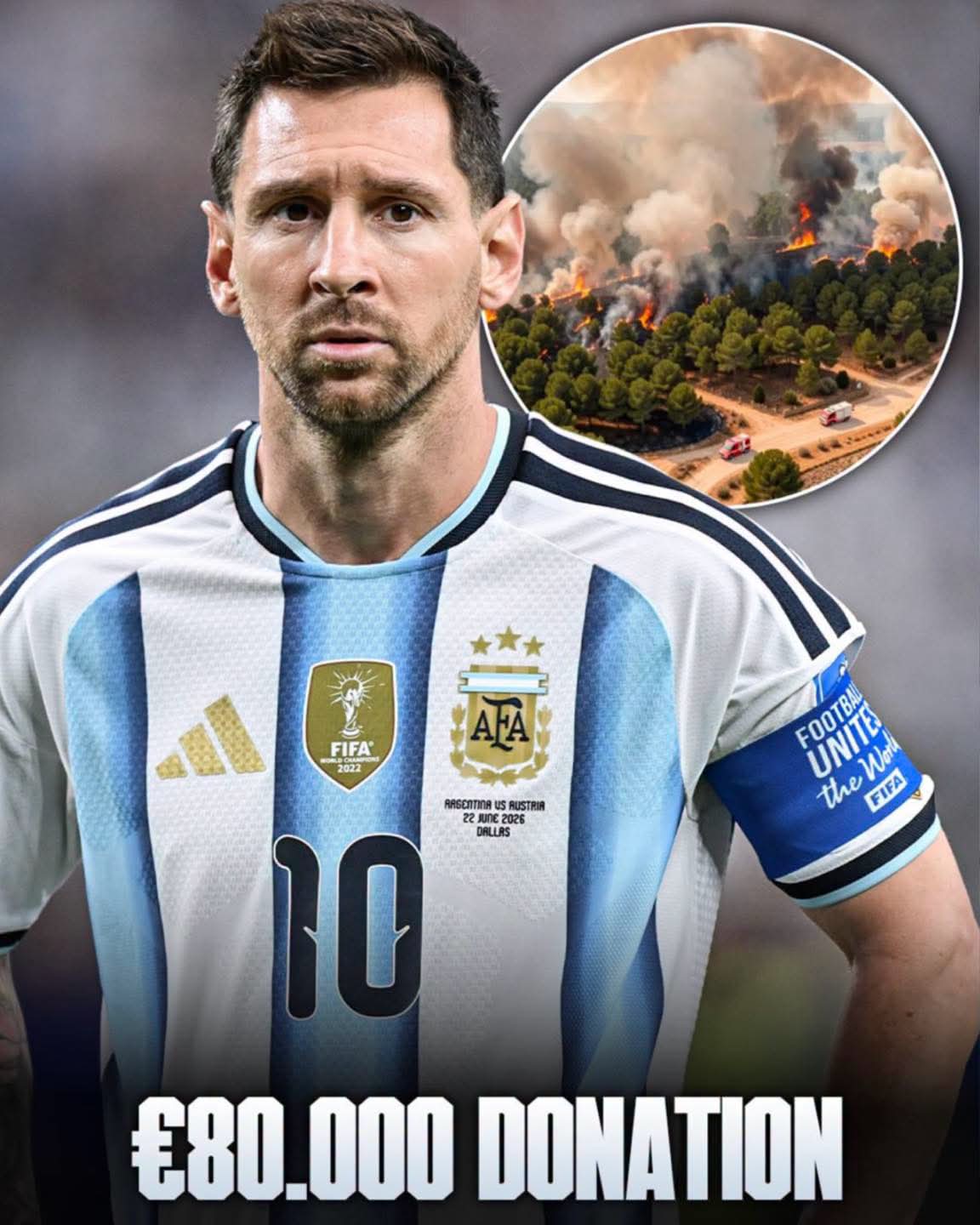 The president for the community of Madrid announced that Lionel Messi donated €80,000 for the reconstruction of the Sierra Oeste region after a forest fire burned 1 FB IMG 1785863704850