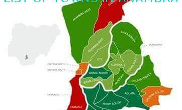 179 RECOGNIZED COMMUNITIES/TOWNS IN ANAMBRA STATE